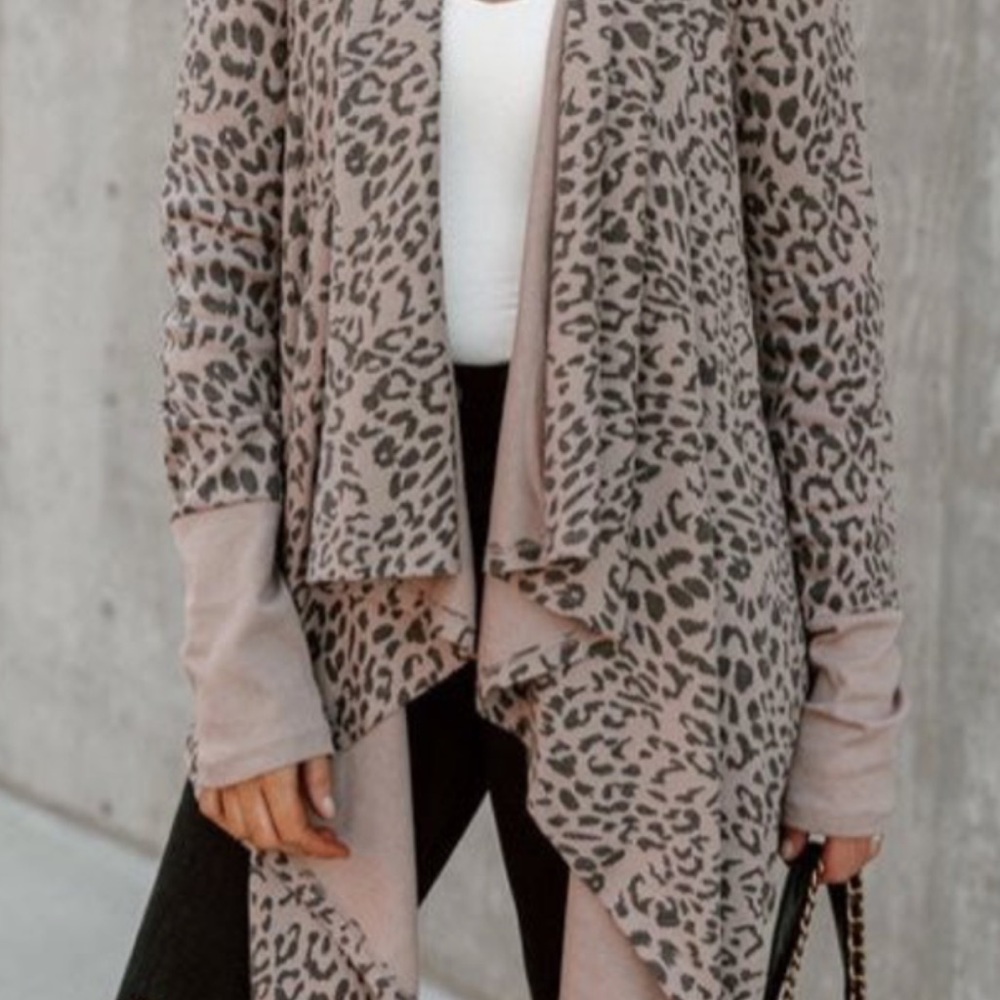 Leopard Print Open Front Cardigan